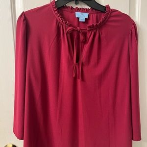 Cece top. Size large. 3/4 sleeve Used. Very good condition. Berry red color.
